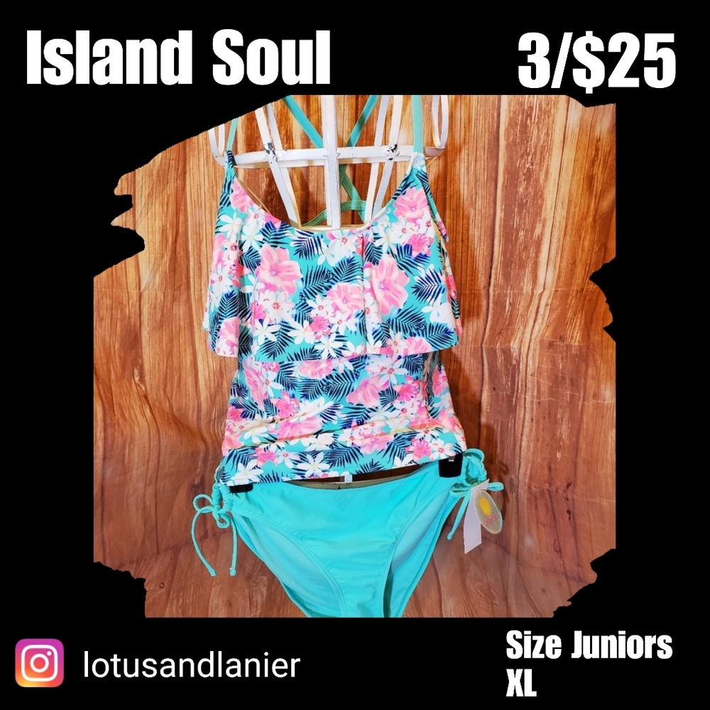 Island Soul Floral  Juniors Bikini Sz XL 3/$25